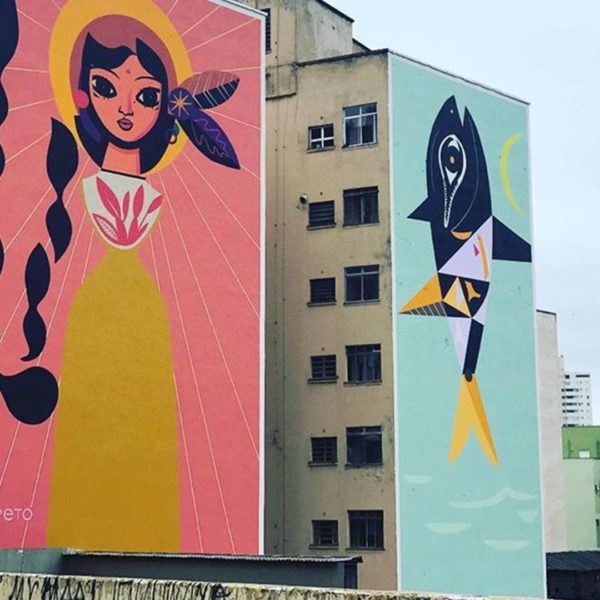 Graffiti on the side of a building by Brazilian graffitist Speto