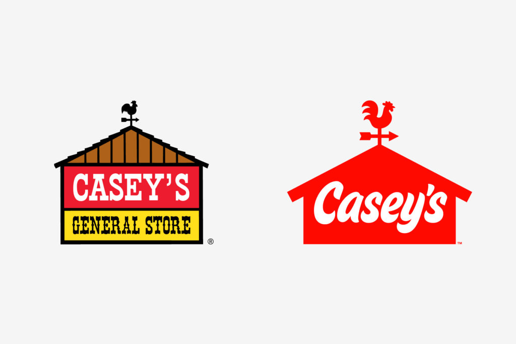 Before and after Casey's logo